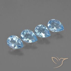 Gemas de Topacio Azul Cielo natural de 3.47 ct, En forma de pera, VVS-VS