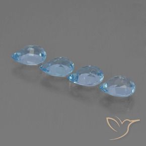 Gemas de Topacio Azul Cielo natural de 3.47 ct, En forma de pera, VVS-VS