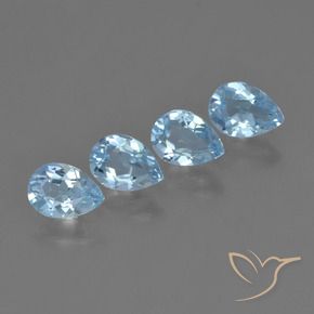Gemas de Topacio Azul Suizo natural de 3.52 ct, En forma de pera, VVS-VS