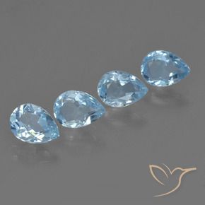 Gemas de Topacio Azul Cielo natural de 3.53 ct, En forma de pera, VVS-VS