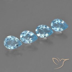 Gemas de Topacio Azul Cielo natural de 3.48 ct, En forma de pera, VVS-VS