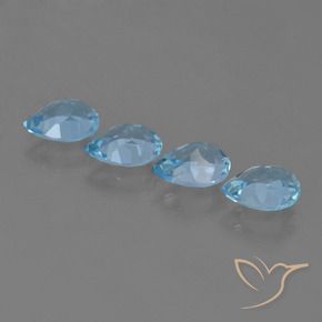 Gemas de Topacio Azul Cielo natural de 3.48 ct, En forma de pera, VVS-VS