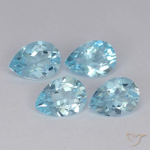Gemas de Topacio Azul Cielo natural de 3.26 ct, En forma de pera, VVS-VS