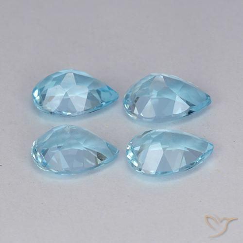 Gemas de Topacio Azul Cielo natural de 3.26 ct, En forma de pera, VVS-VS
