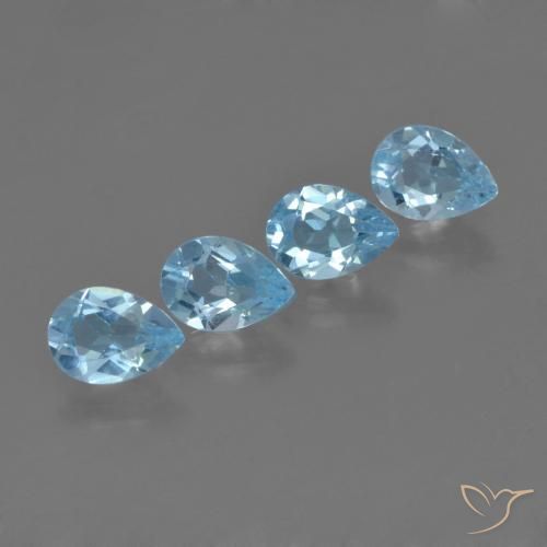 Gemas de Topacio Azul Suizo natural de 3.32 ct, En forma de pera, VVS-VS