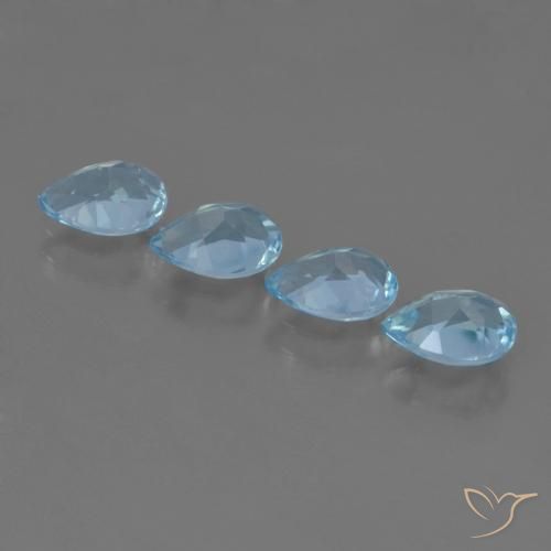 Gemas de Topacio Azul Suizo natural de 3.32 ct, En forma de pera, VVS-VS