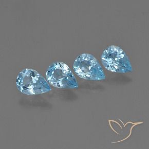 Gemas de Topacio Azul Cielo natural de 2.83 ct, En forma de pera, VVS-VS