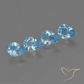 Gemas de Topacio Azul Cielo natural de 2.80 ct, En forma de pera, VVS-VS