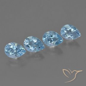 Gemas de Topacio Azul Cielo natural de 3.64 ct, En forma de pera, VVS-VS