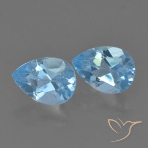 Gemas de Topacio Azul Suizo natural de 1.75 ct, En forma de pera, VVS-VS