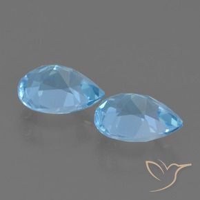 Gemas de Topacio Azul Suizo natural de 1.75 ct, En forma de pera, VVS-VS