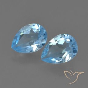 Gemas de Topacio Azul Suizo natural de 1.53 ct, En forma de pera, VVS-VS