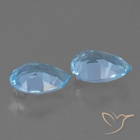 Gemas de Topacio Azul Suizo natural de 1.53 ct, En forma de pera, VVS-VS