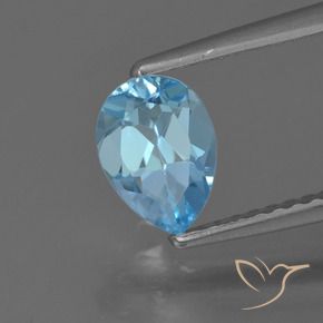 Topacio Azul Suizo natural de 0.86 ct, En forma de pera, VS