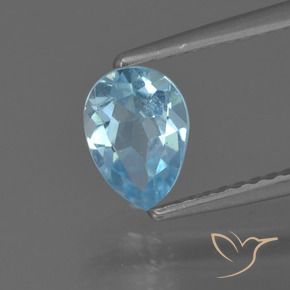 Topacio Azul Suizo natural de 0.88 ct, En forma de pera, VS
