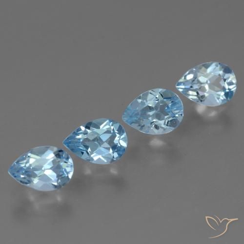 Gemas de Topacio Azul Cielo natural de 3.49 ct, En forma de pera, VVS-VS