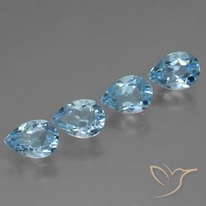 Gemas de Topacio Azul Suizo natural de 3.27 ct, En forma de pera, VS