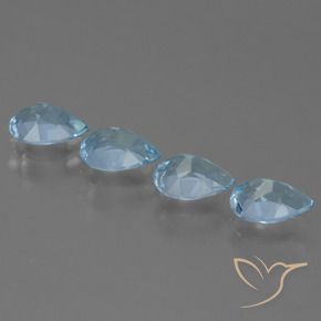 Gemas de Topacio Azul Suizo natural de 3.27 ct, En forma de pera, VS