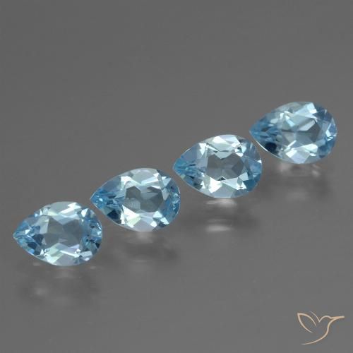 3.00ctw Natural Azul Suizo Topacio, En forma de pera, VVS-VS