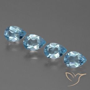 Gemas de Topacio Azul Suizo natural de 3.00 ct, En forma de pera, VVS-VS