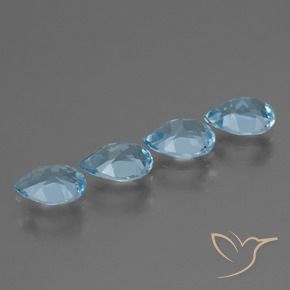 Gemas de Topacio Azul Suizo natural de 3.00 ct, En forma de pera, VVS-VS