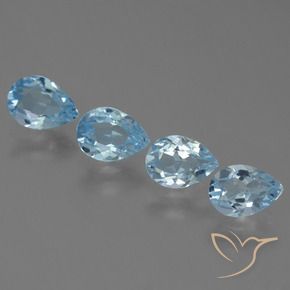 Gemas de Topacio Azul Cielo natural de 3.12 ct, En forma de pera, VVS-VS