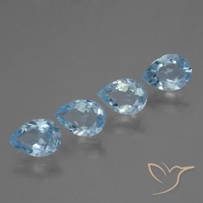 Gemas de Topacio Azul Cielo natural de 3.02 ct, En forma de pera, VVS-VS