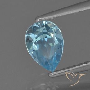 Topacio Azul Suizo natural de 0.85 ct, En forma de pera, VS