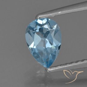 Topacio Azul Suizo natural de 0.91 ct, En forma de pera, VS