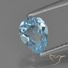 Topacio Azul Suizo natural de 0.89 ct, En forma de pera, VS
