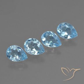 Gemas de Topacio Azul Cielo natural de 3.15 ct, En forma de pera, VVS-VS