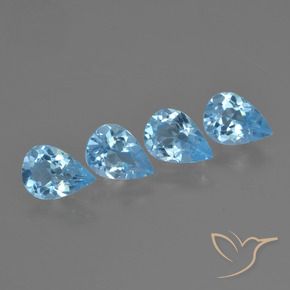 Gemas de Topacio Azul Cielo natural de 3.12 ct, En forma de pera, VVS-VS