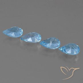 Gemas de Topacio Azul Cielo natural de 3.12 ct, En forma de pera, VVS-VS