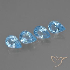 Gemas de Topacio Azul Cielo natural de 2.83 ct, En forma de pera, VVS-VS