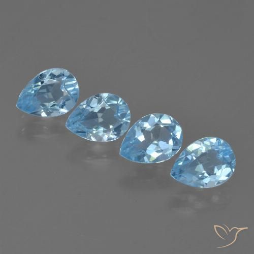3.25ctw Natural Azul Suizo Topacio, En forma de pera, VVS-VS