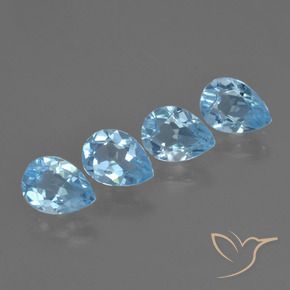 Gemas de Topacio Azul Suizo natural de 3.25 ct, En forma de pera, VVS-VS