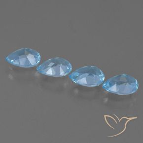 Gemas de Topacio Azul Suizo natural de 3.25 ct, En forma de pera, VVS-VS
