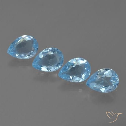 2.87ctw Natural Azul Suizo Topacio, En forma de pera, VVS-VS