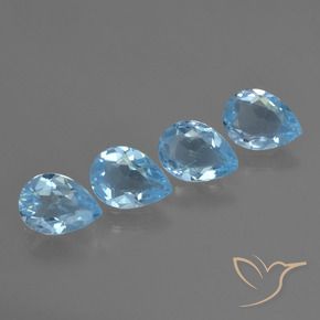 Gemas de Topacio Azul Suizo natural de 2.87 ct, En forma de pera, VVS-VS
