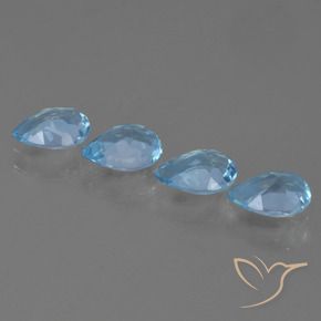 Gemas de Topacio Azul Suizo natural de 2.87 ct, En forma de pera, VVS-VS