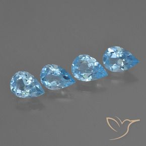 Gemas de Topacio Azul Cielo natural de 2.61 ct, En forma de pera, VVS-VS