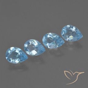 Gemas de Topacio Azul Cielo natural de 3.04 ct, En forma de pera, VVS-VS