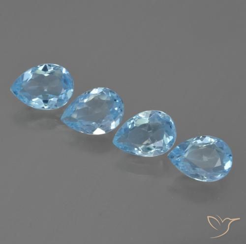 3.28ctw Natural Azul Suizo Topacio, En forma de pera, VVS-VS