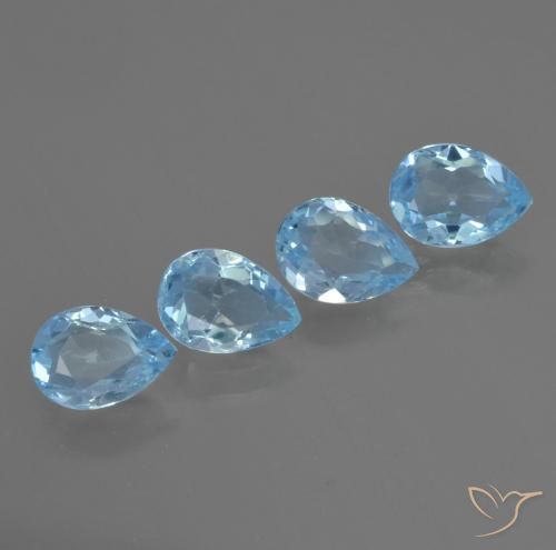 Gemas de Topacio Azul Suizo natural de 3.28 ct, En forma de pera, VVS-VS