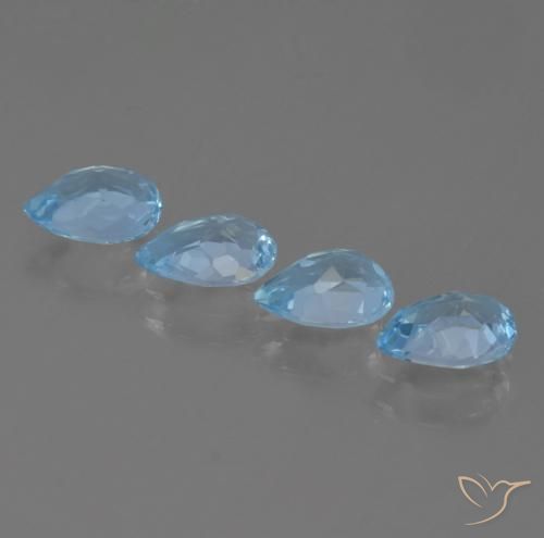 Gemas de Topacio Azul Suizo natural de 3.28 ct, En forma de pera, VVS-VS