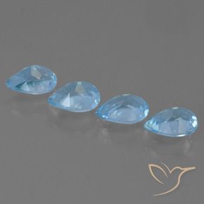 Gemas de Topacio Azul Cielo natural de 3.35 ct, En forma de pera, VVS-VS