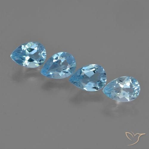 3.30ctw Natural Azul Suizo Topacio, En forma de pera, VVS-VS