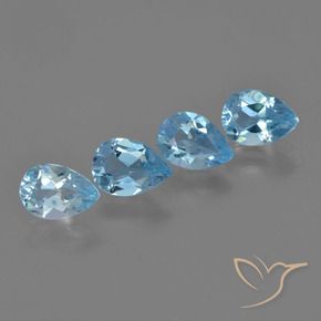 Gemas de Topacio Azul Suizo natural de 3.30 ct, En forma de pera, VVS-VS