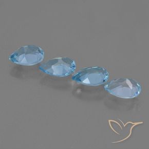 Gemas de Topacio Azul Suizo natural de 3.30 ct, En forma de pera, VVS-VS