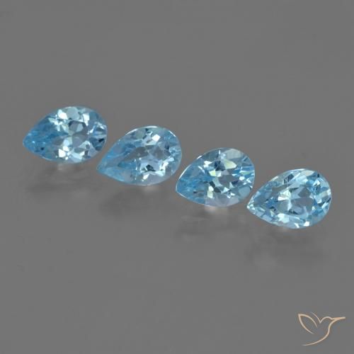 3.11ctw Natural Azul Suizo Topacio, En forma de pera, VVS-VS